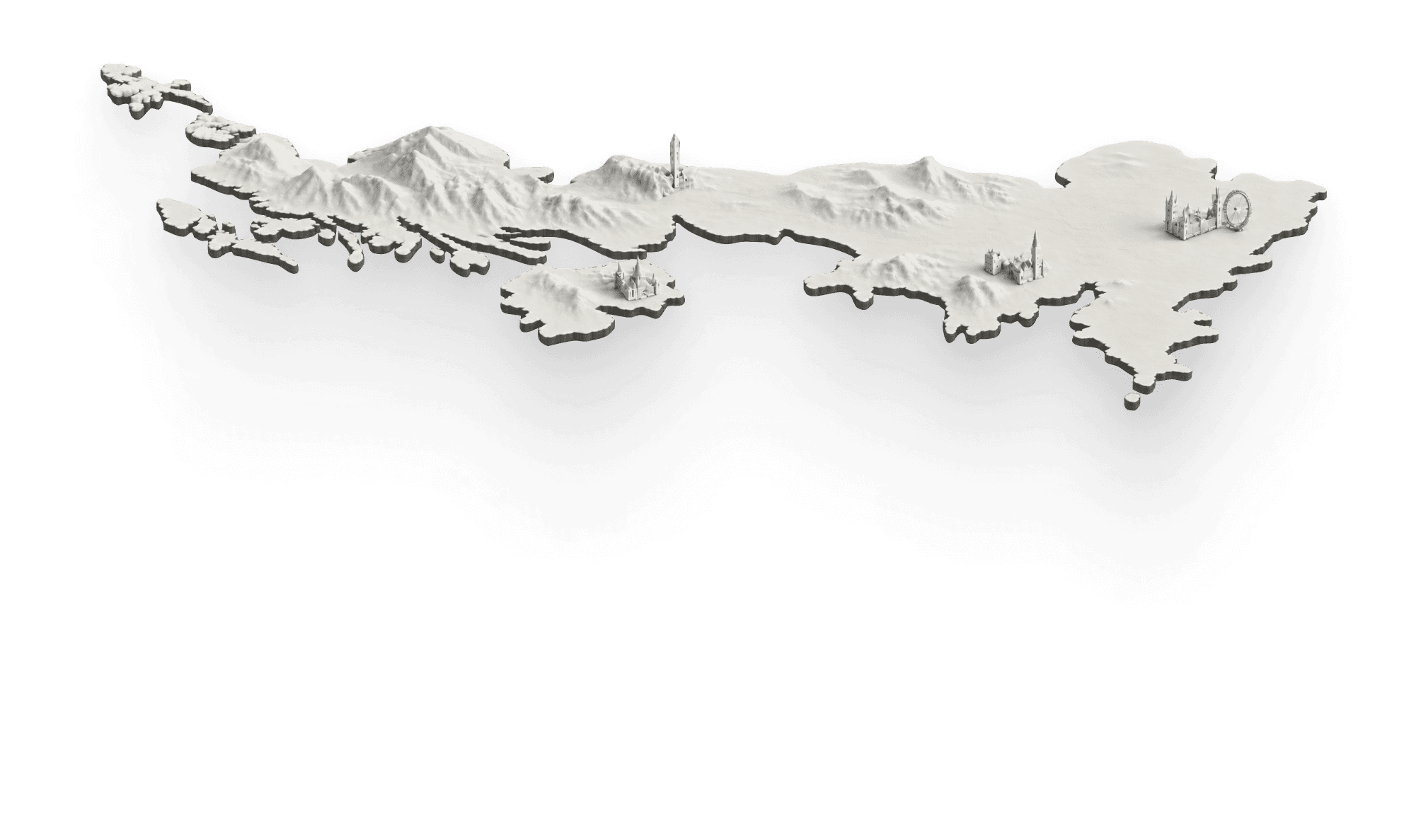 Relief map of the United Kingdom and Ireland